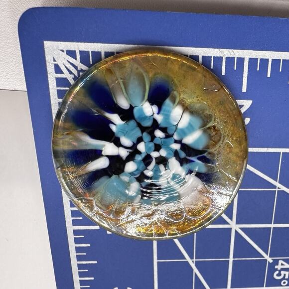 Hand-Blown Art Glass Brooch Abstract Floral Burst Dichroic Look Studio Made - Picture 4 of 6